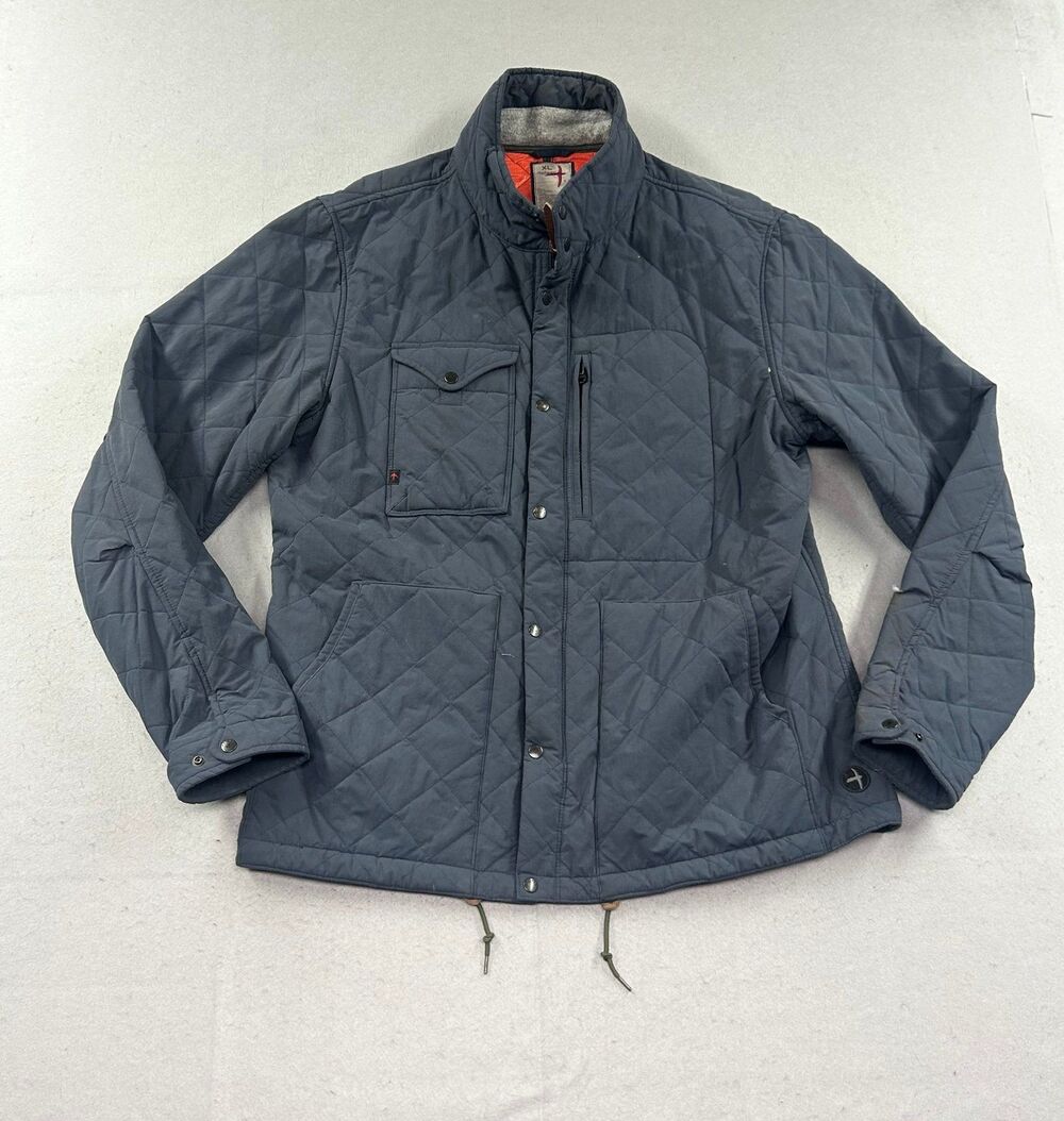 Relwen Mens Quilted Tanker Coat XL Blue Gray